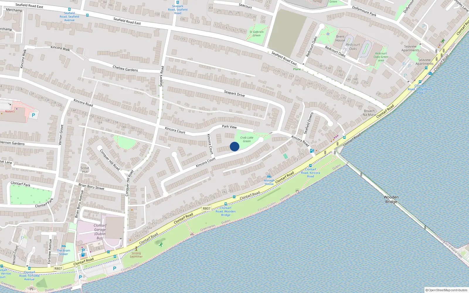 Overhead map showing the location of 12A Kincora Court, Dublin 3