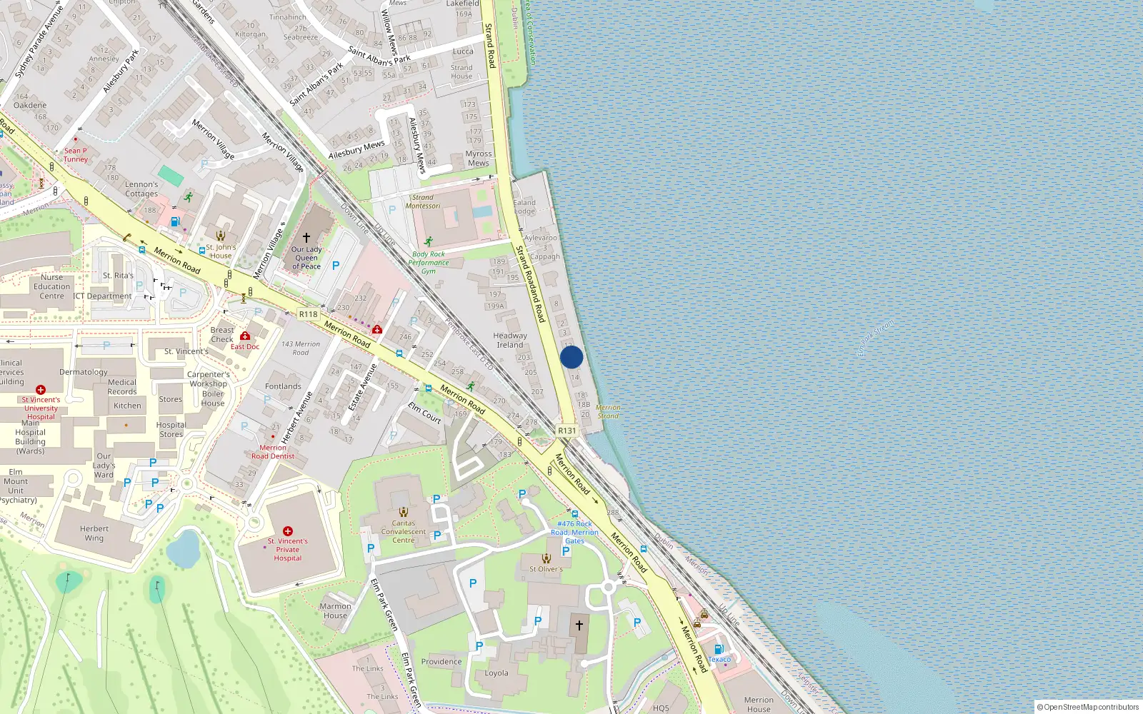 Overhead map showing the location of 12A Strand Road, Dublin 4