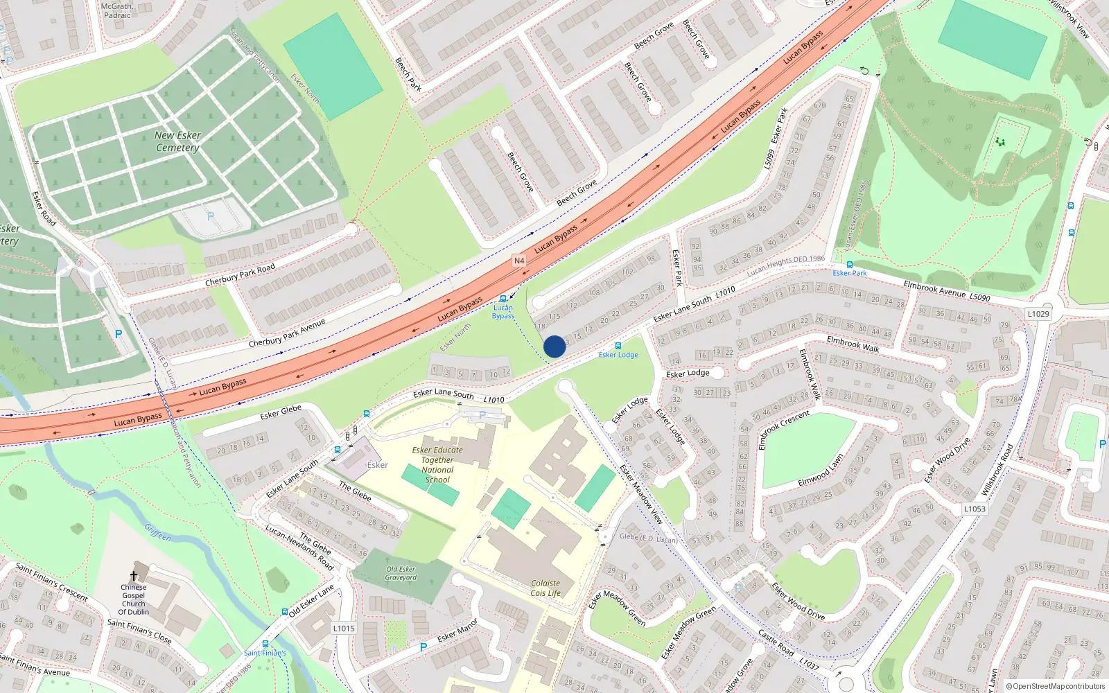Overhead map showing the location of 12B Esker Park, Lucan