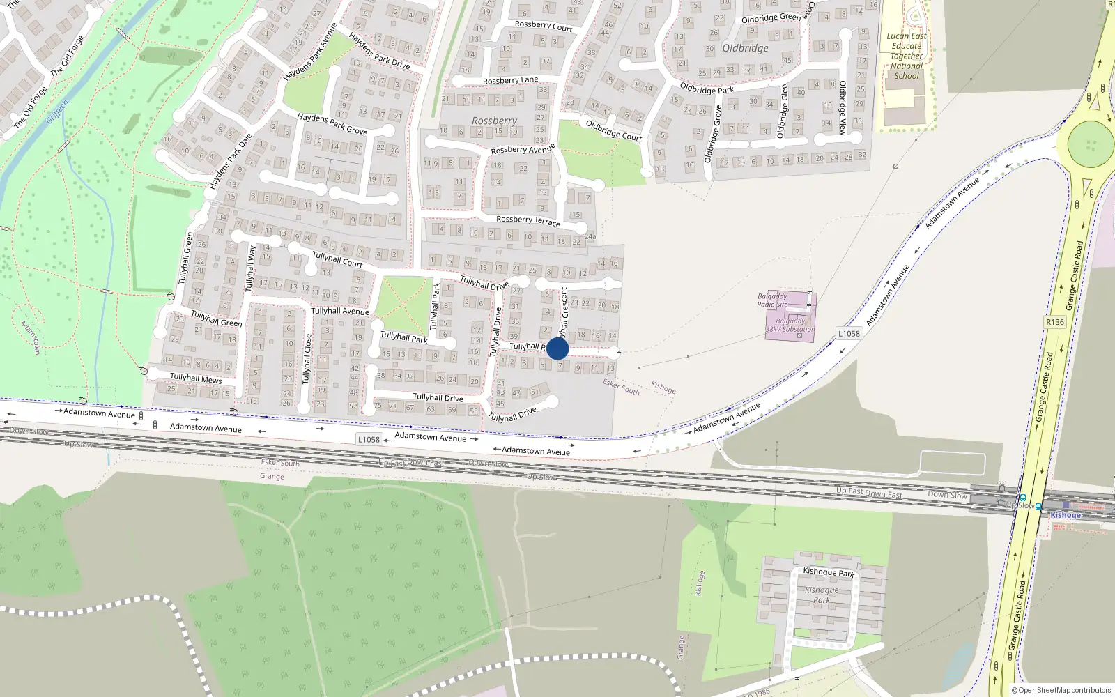 Overhead map showing the location of 12tullyhall Court, Tullyhall Rise, Lucan