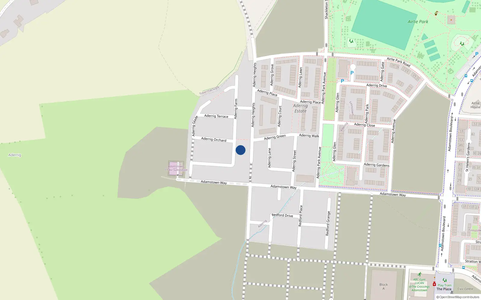 Overhead map showing the location of 13 Aderrig Farm, Lucan