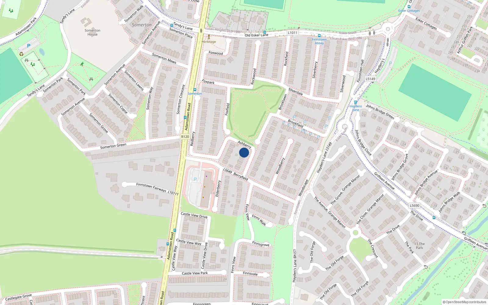 Overhead map showing the location of 13 Ashberry, Lucan