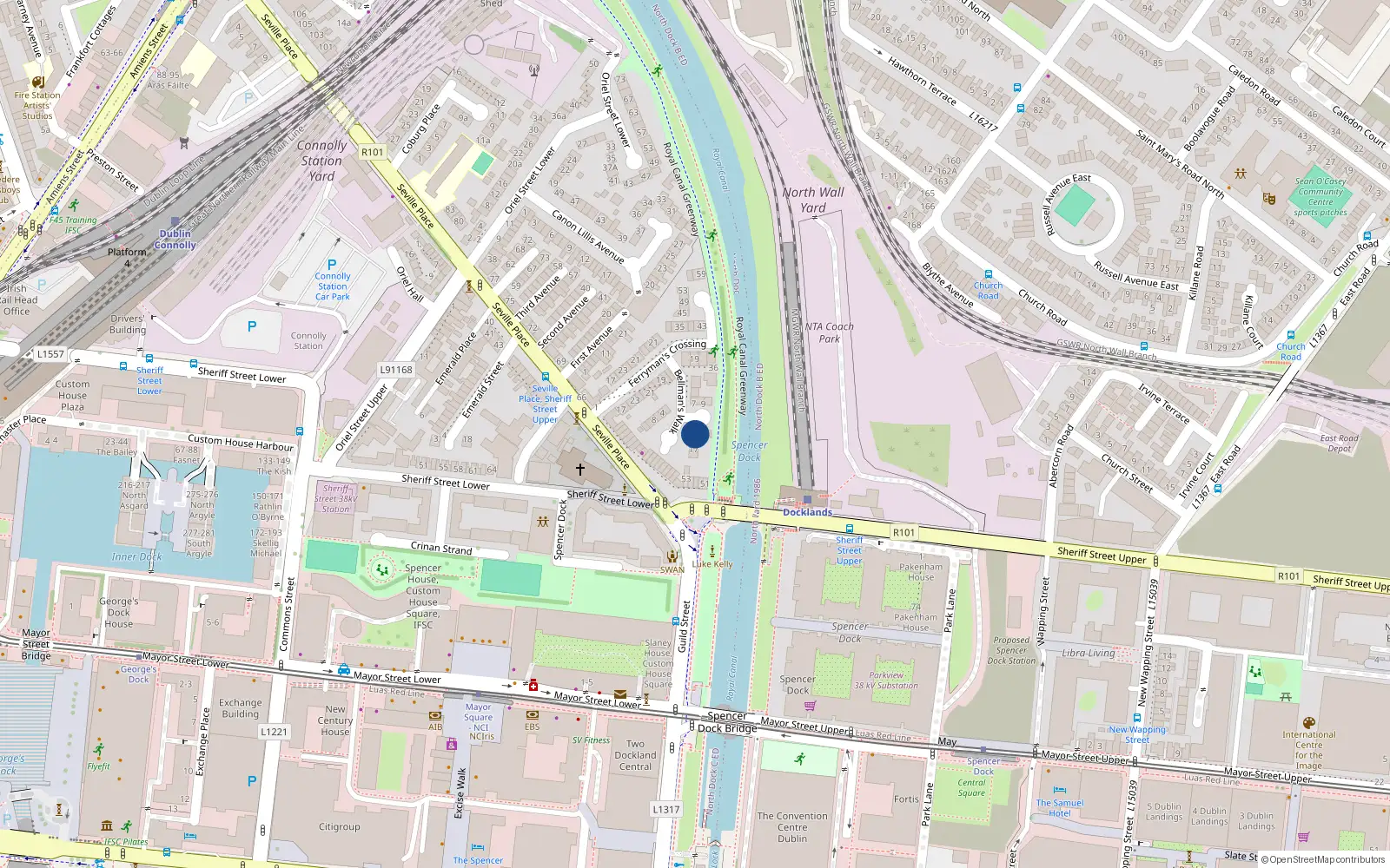 Overhead map showing the location of 13, 13 Bellmans Walk, Dublin 1