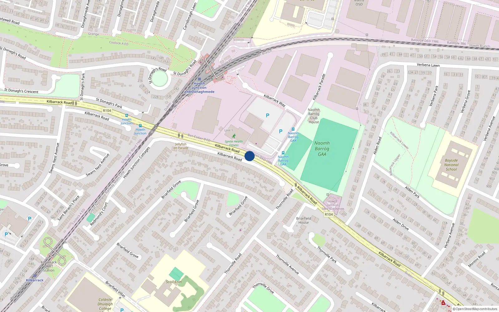 Overhead map showing the location of 13 Berach Lodge, Kilbarrack Road, Raheny Dublin 5