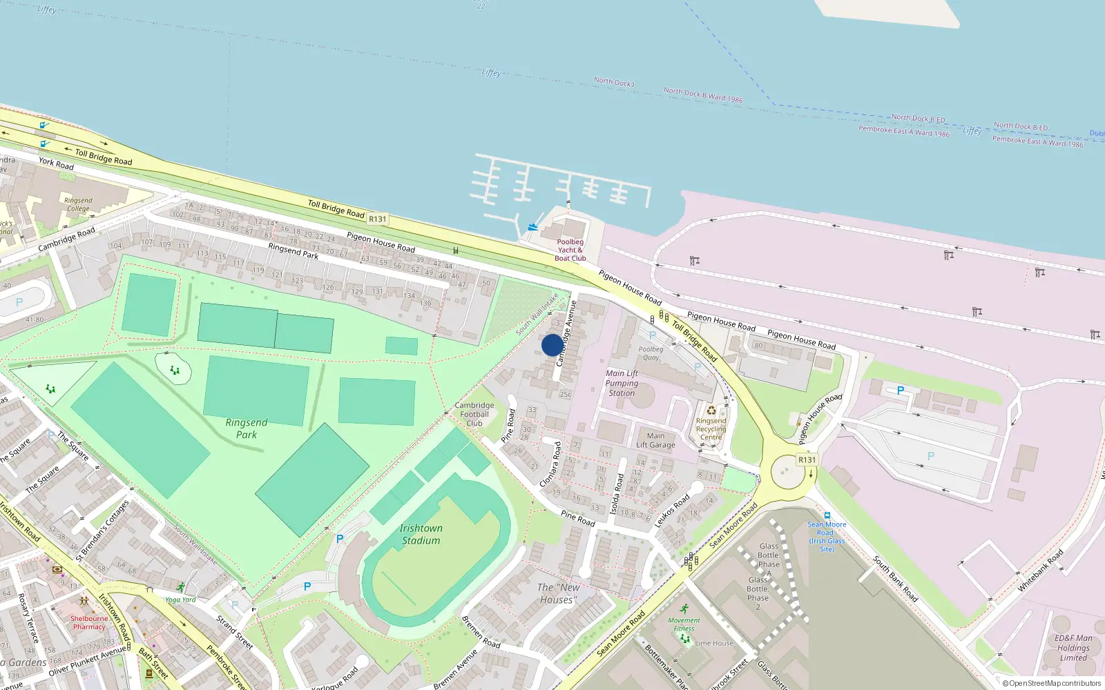 Overhead map showing the location of 13 Cambridge Avenue, Dublin 4