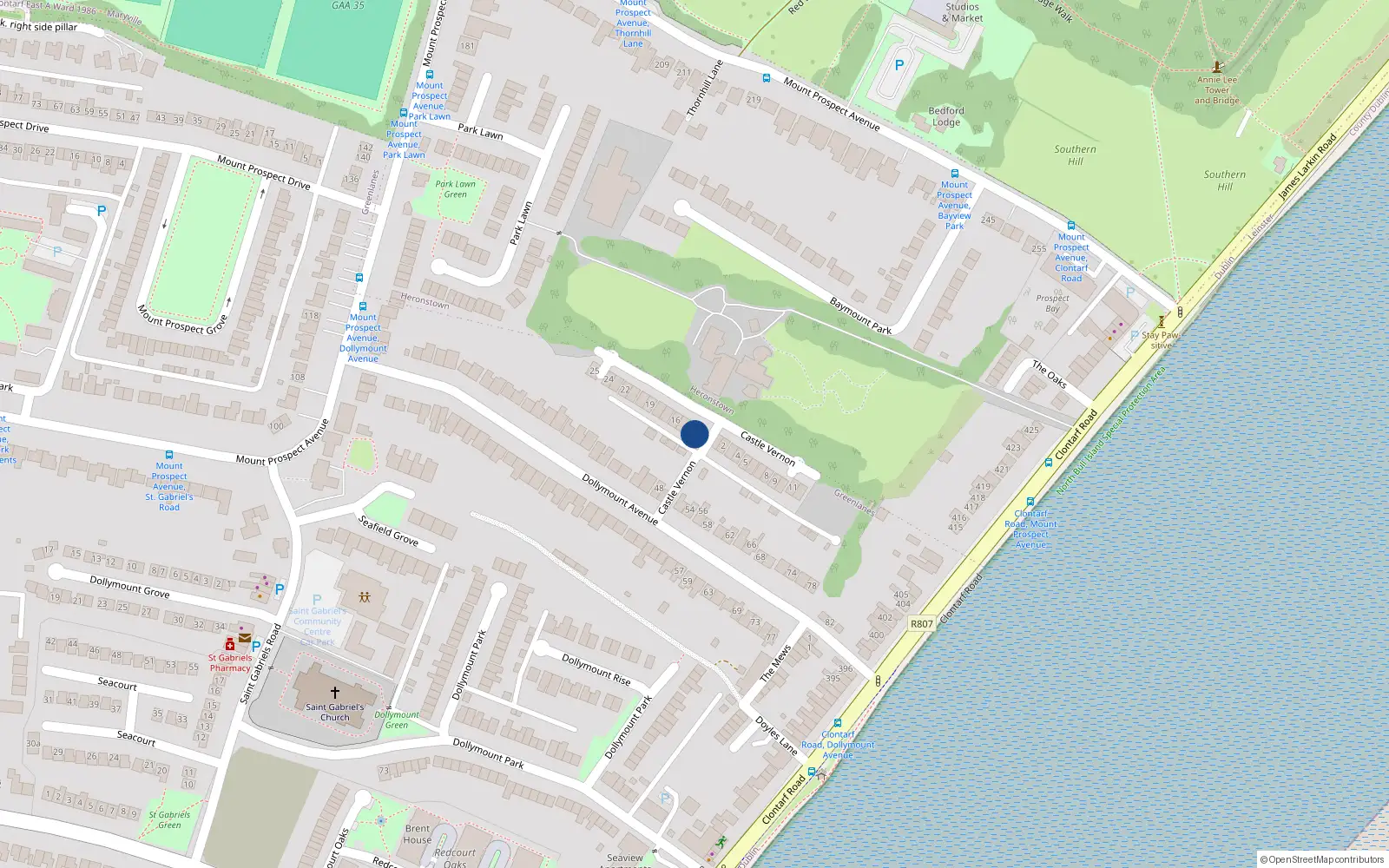 Overhead map showing the location of 13 Castle Vernon, Dublin 3