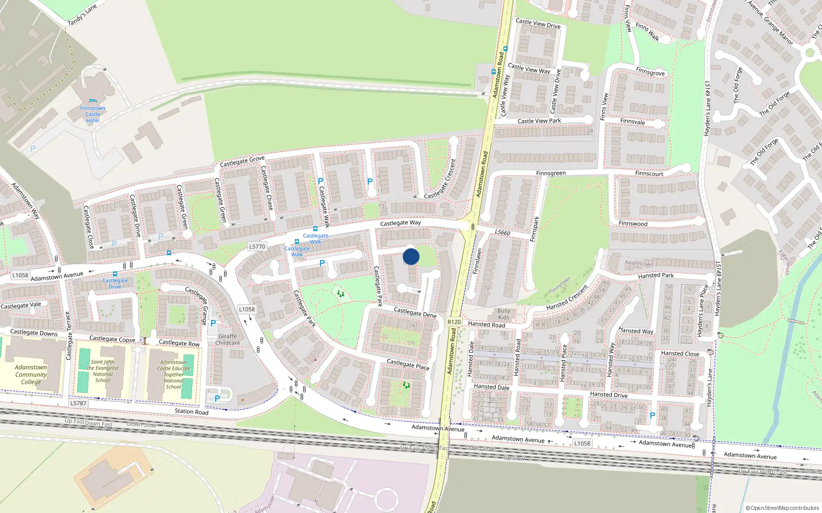 Overhead map showing the location of 13 Castlegate Square, Lucan