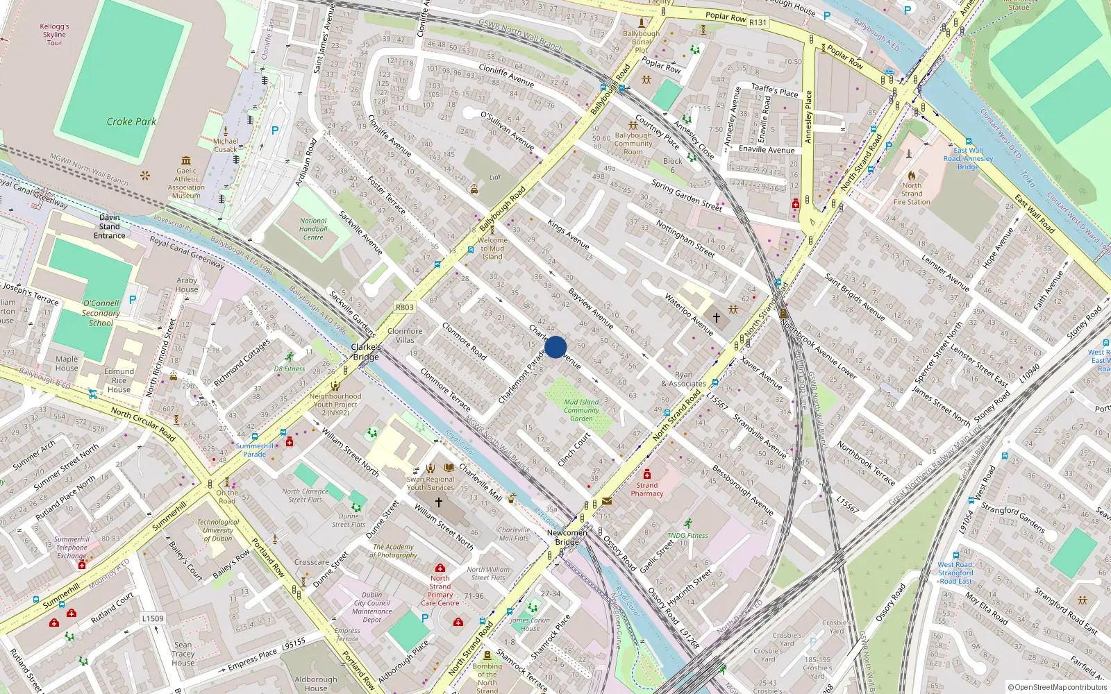 Overhead map showing the location of 13 Charleville Avenue, North Strand