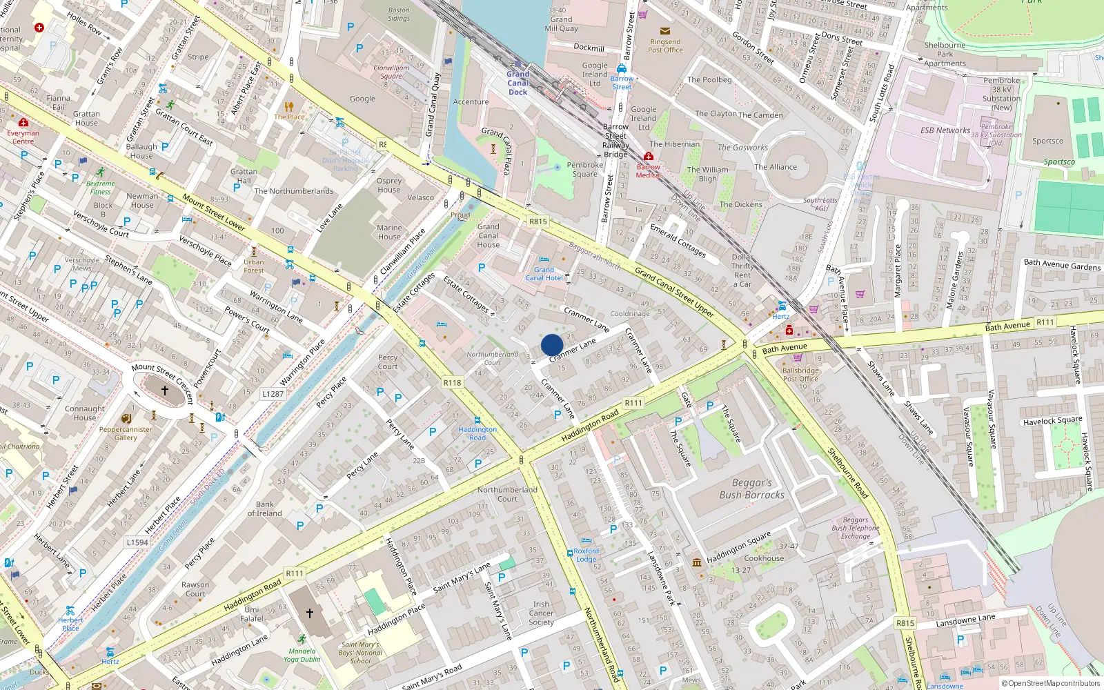 Overhead map showing the location of 13 Cranmer Place, Dublin 4