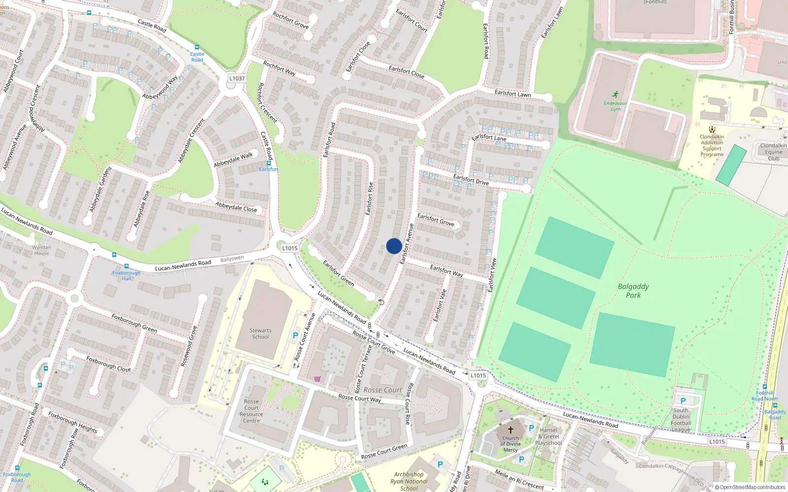 Overhead map showing the location of 13 Earlsfort Avenue, Lucan