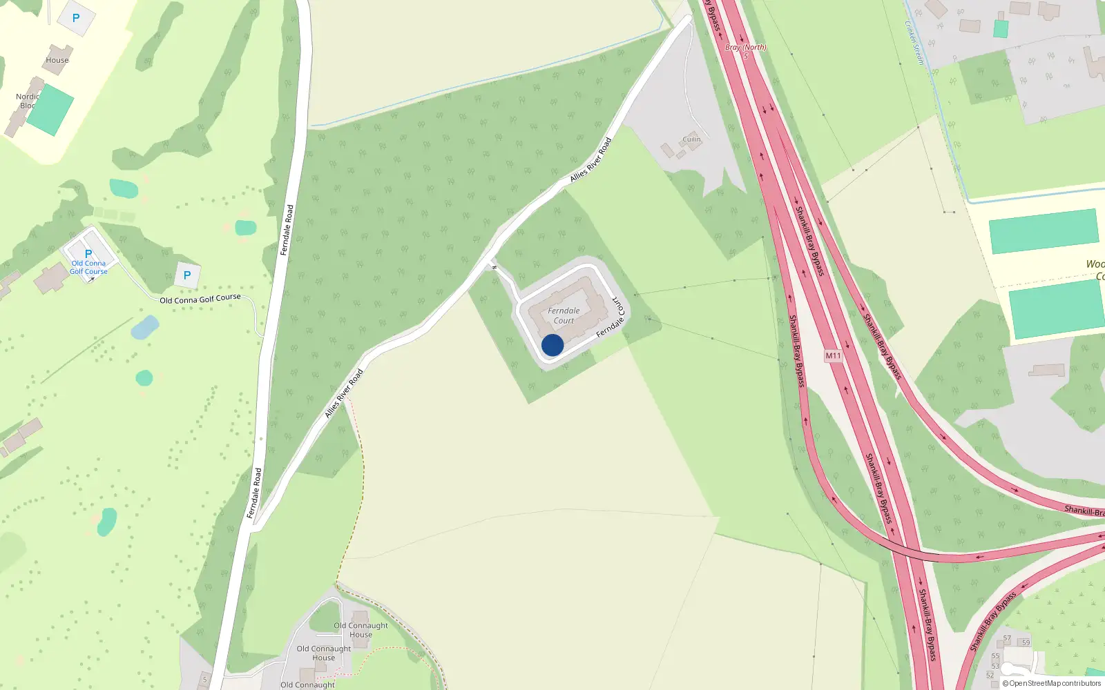 Overhead map showing the location of 13 Ferndale Court, Rathmichael, Co Dublin