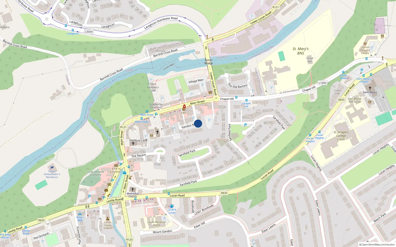 Overhead map showing the location of 13 Gandon Mews, Lucan