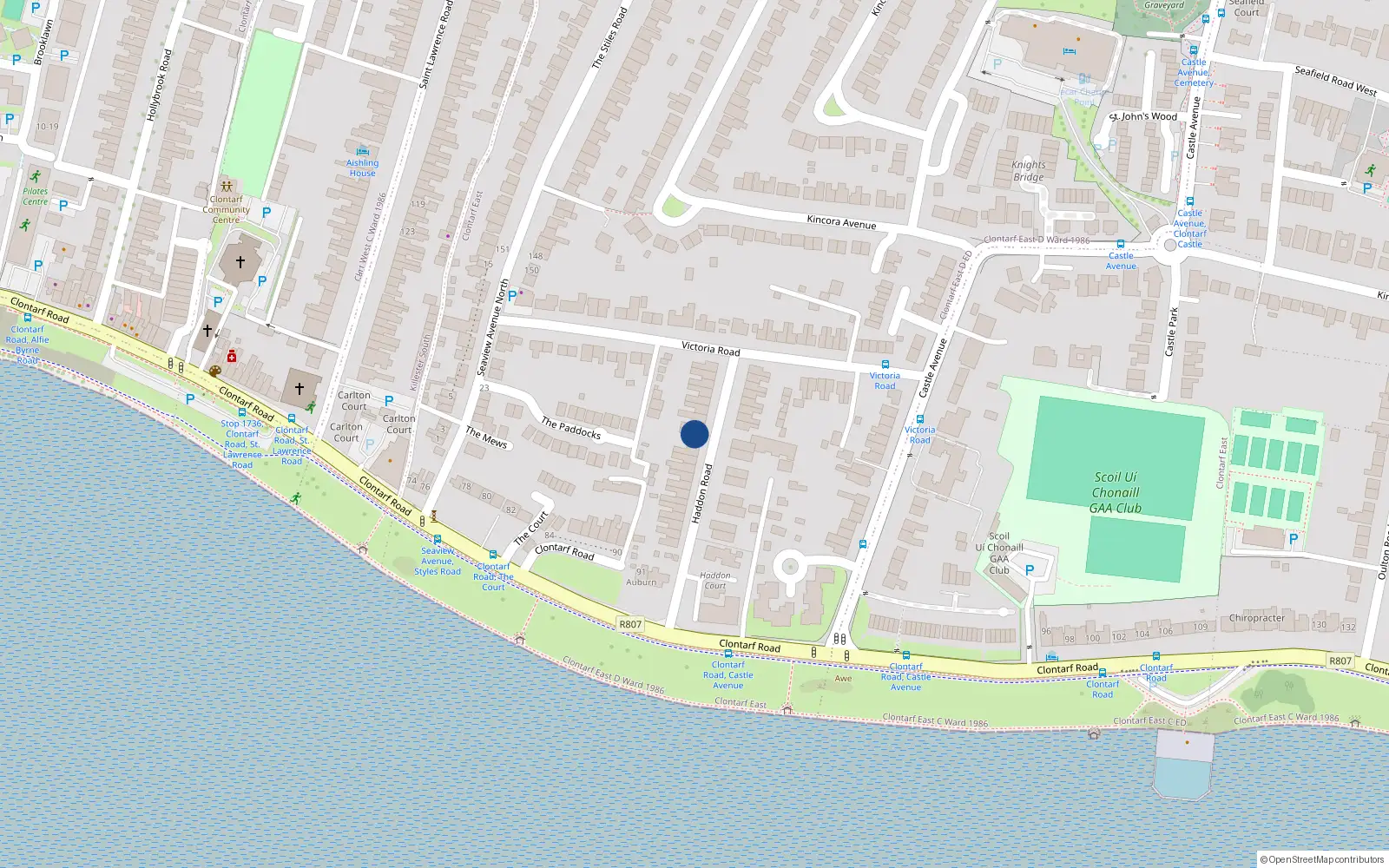 Overhead map showing the location of 13 Haddon Road, Dublin 3