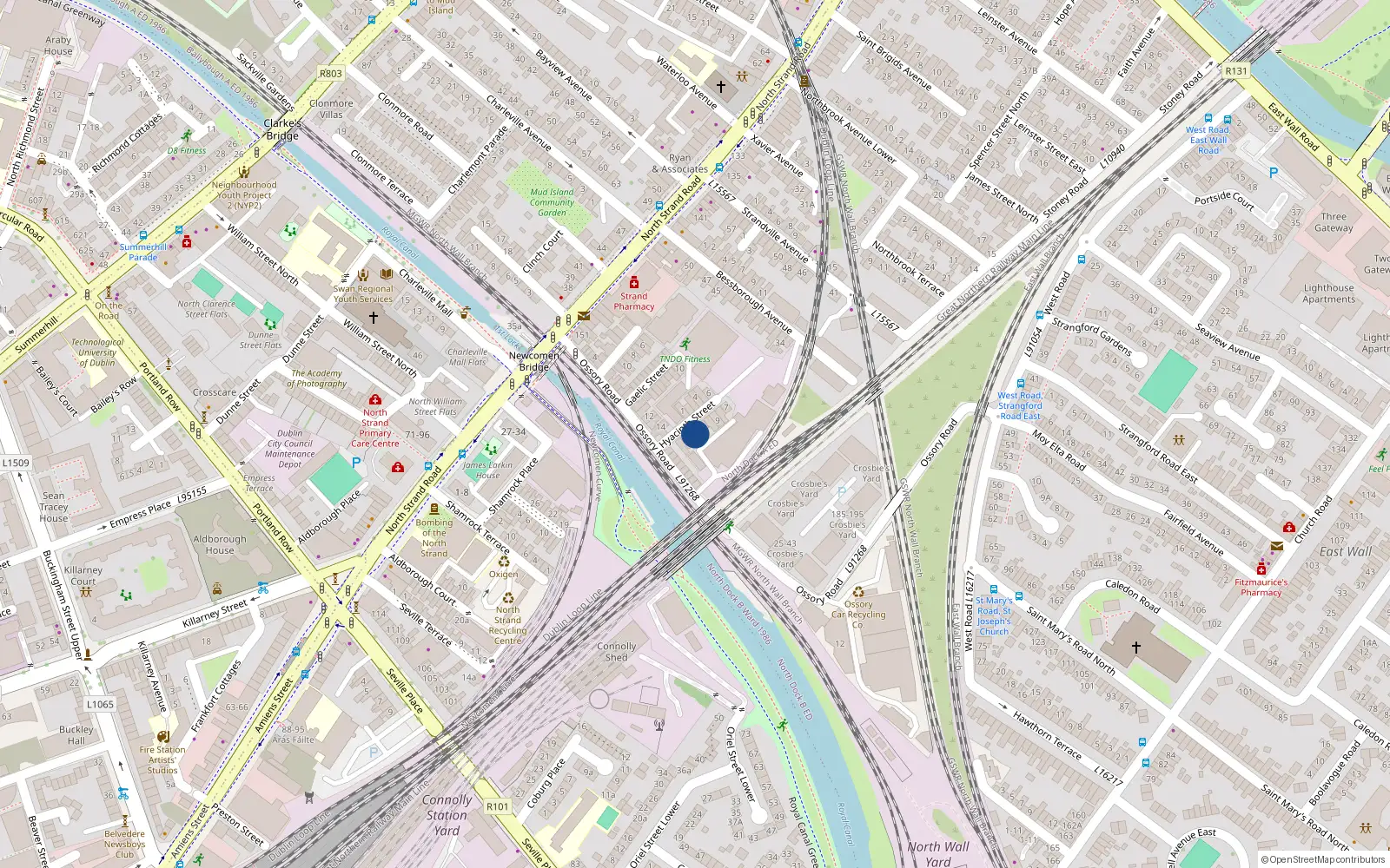 Overhead map showing the location of 13 Hyacinth Street, North Strand