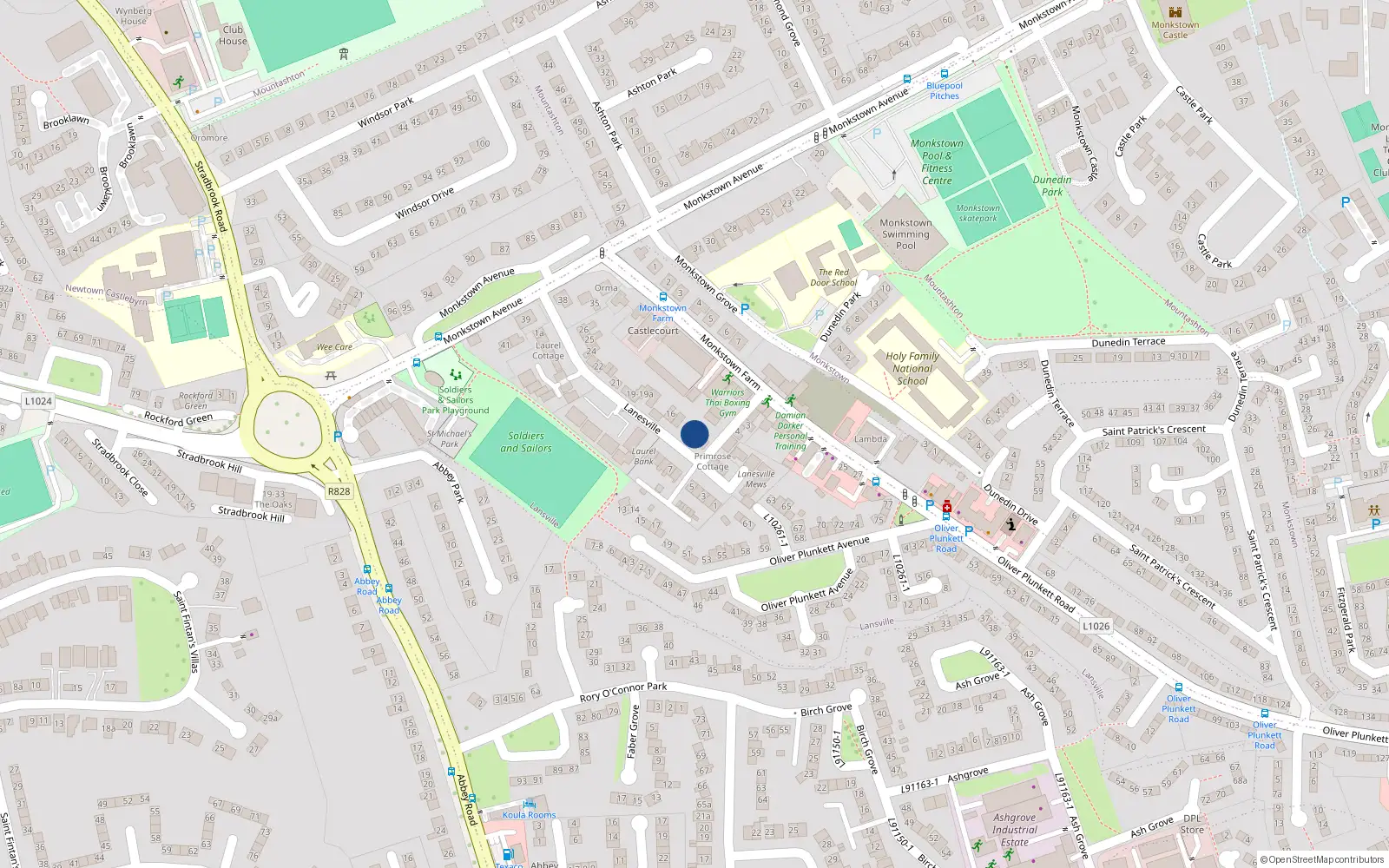 Overhead map showing the location of 13 Lanesville, Dublin
