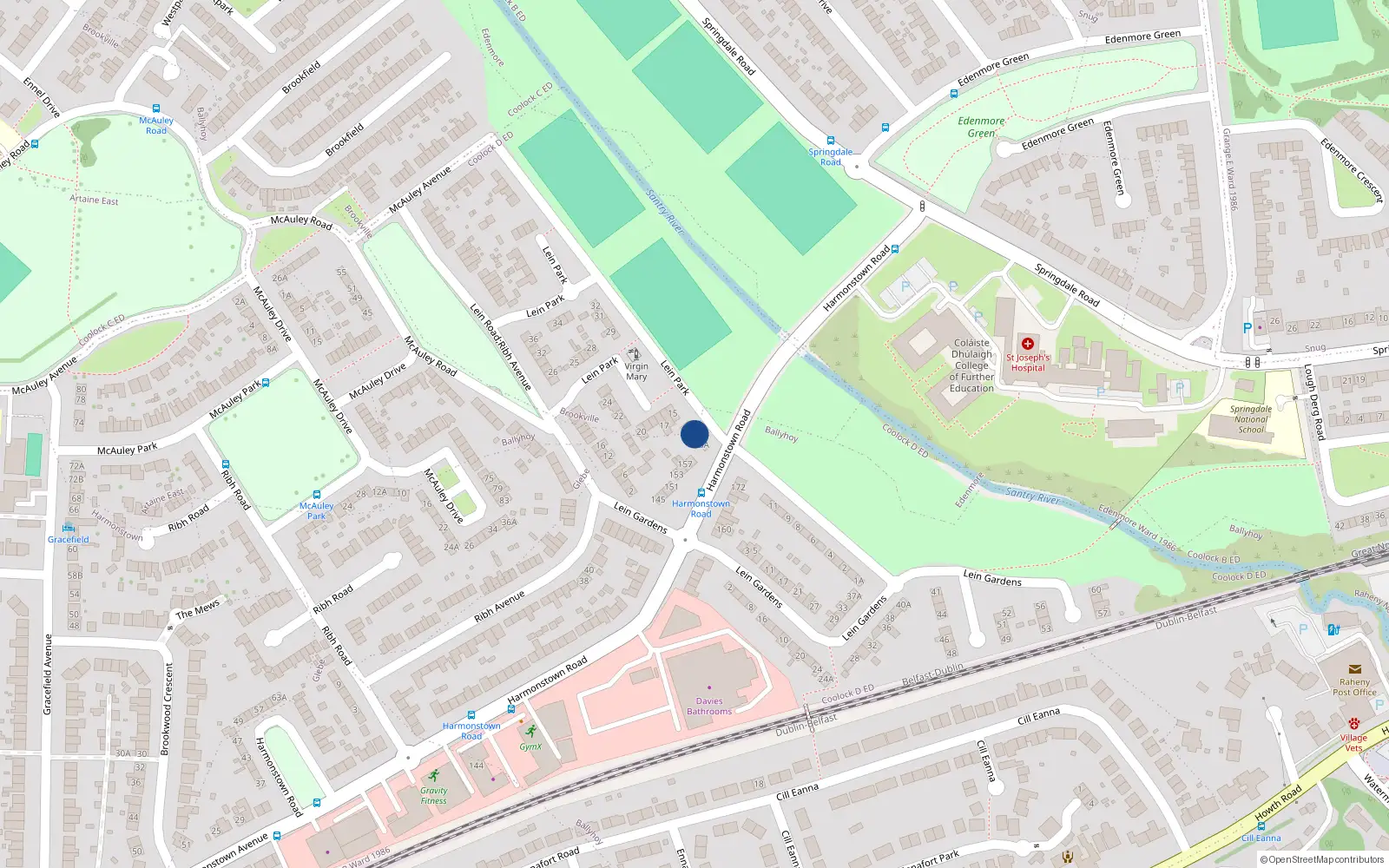 Overhead map showing the location of 13 Lein Park, Dublin 5