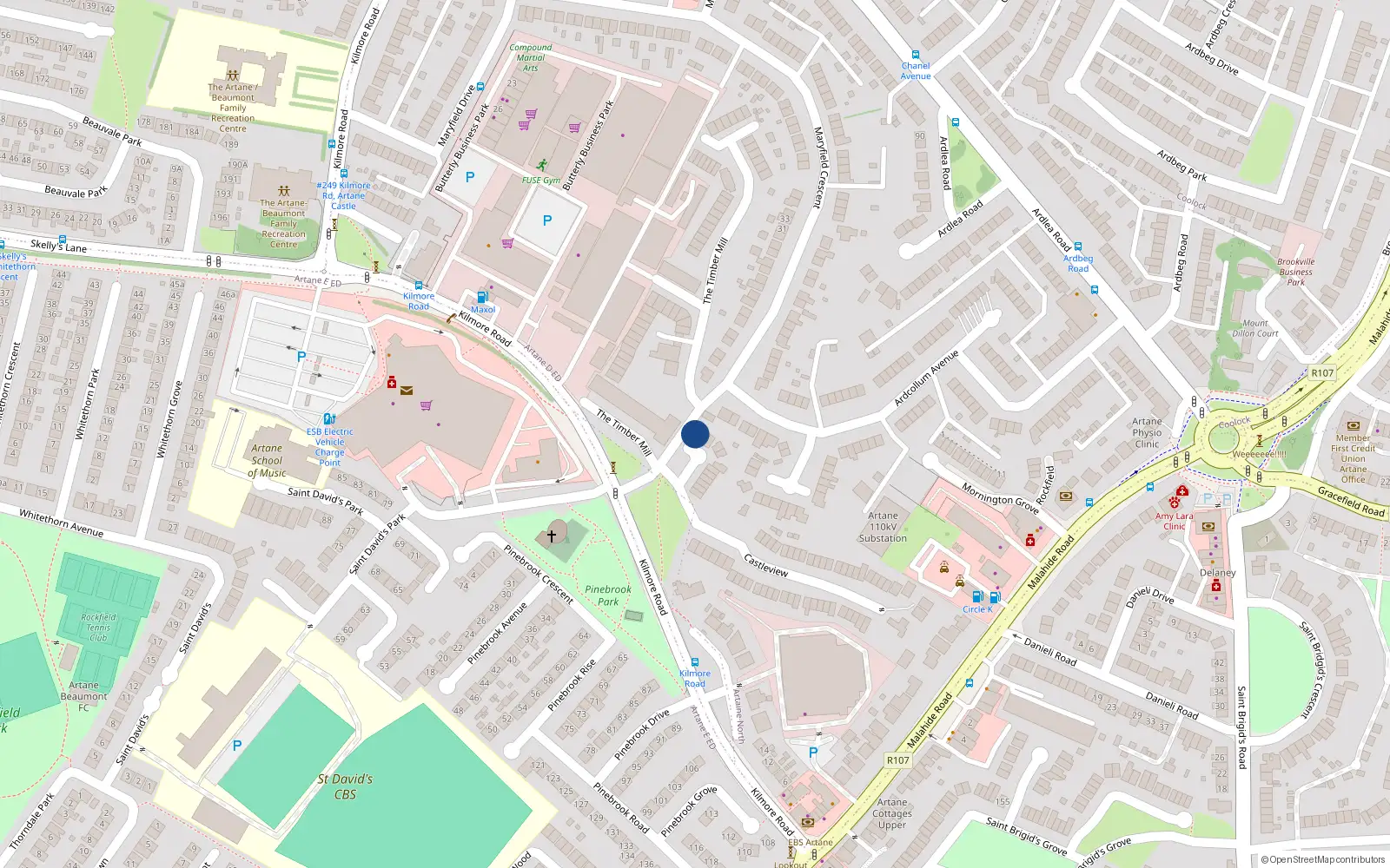 Overhead map showing the location of 13 Maryfield Woods, Artane, Dublin 5