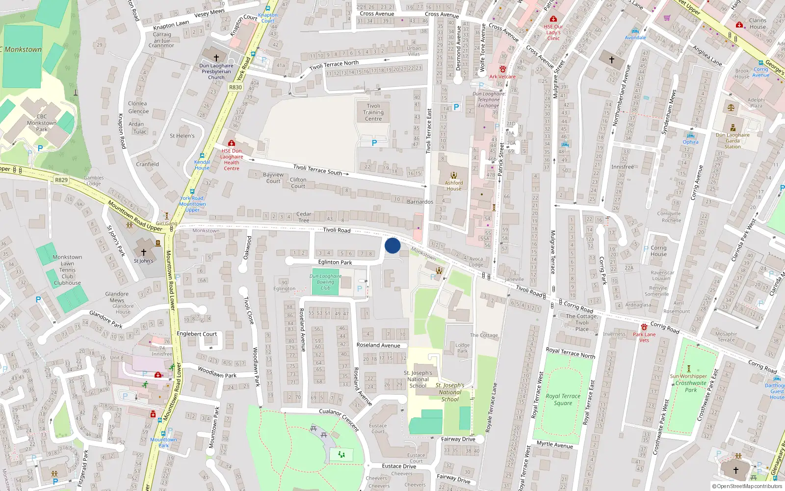 Overhead map showing the location of 13 Marylands, Shankill