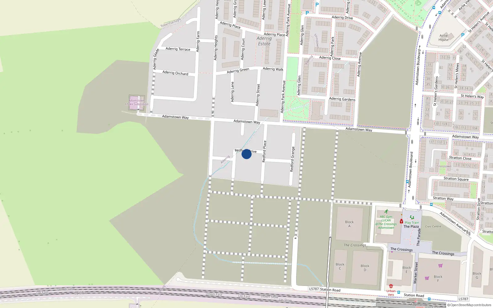 Overhead map showing the location of 13 Redford Drive