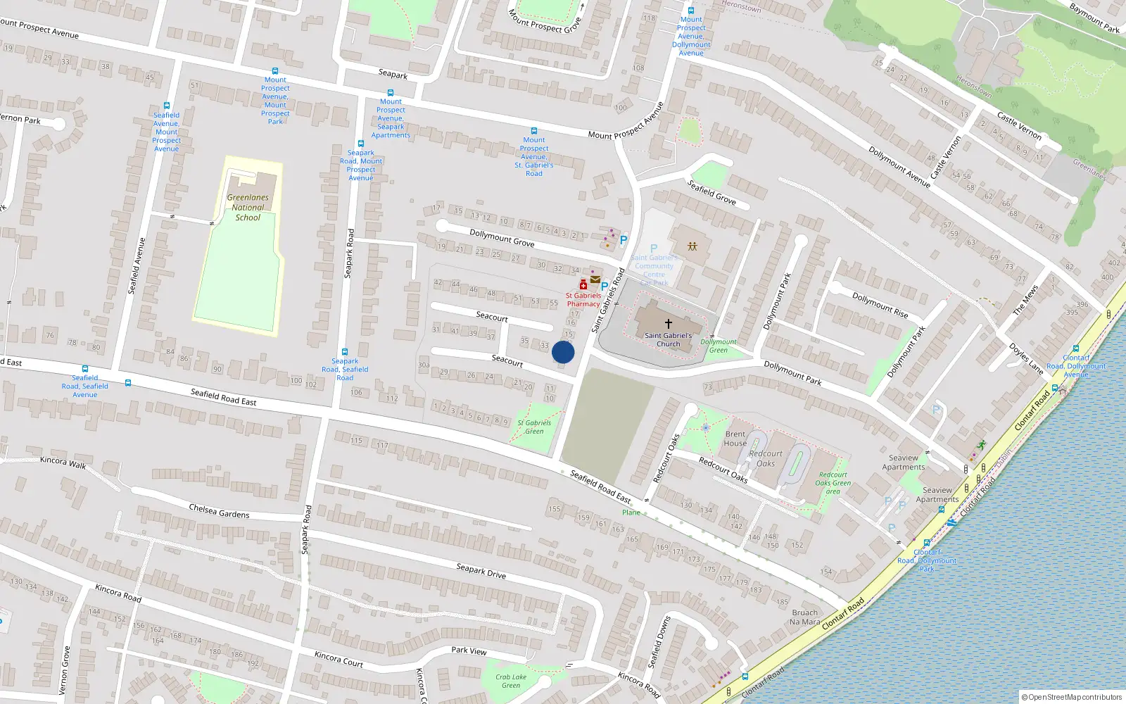 Overhead map showing the location of 13 Seacourt, Dublin 3
