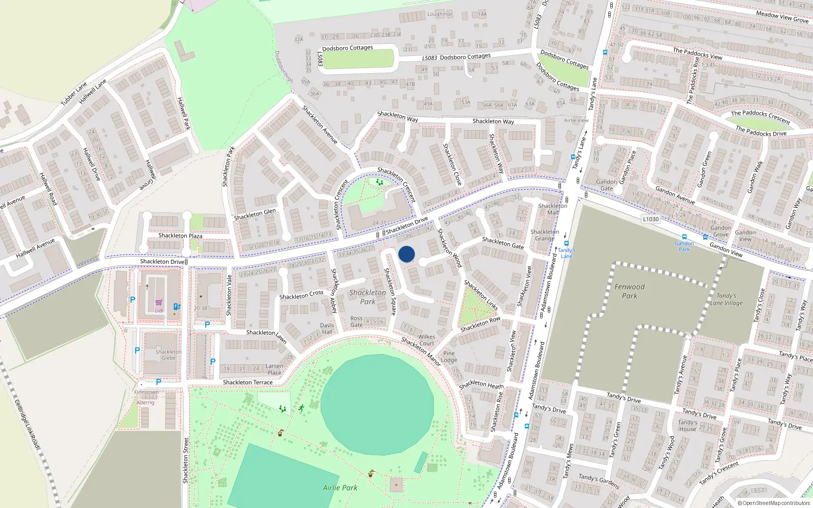 Overhead map showing the location of 13 Shackleton Square, Lucan
