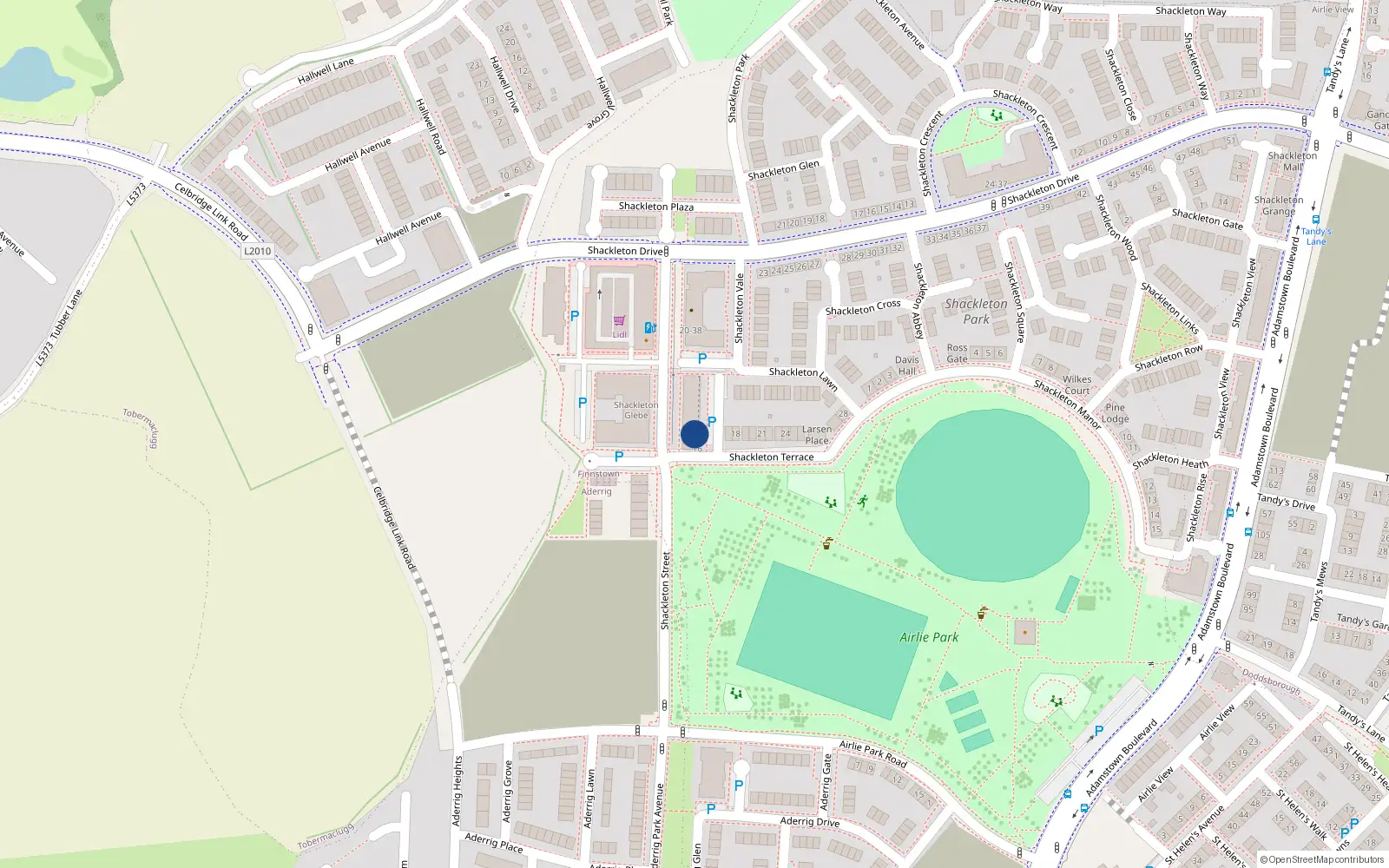 Overhead map showing the location of 13 Shackleton Terrace, Lucan