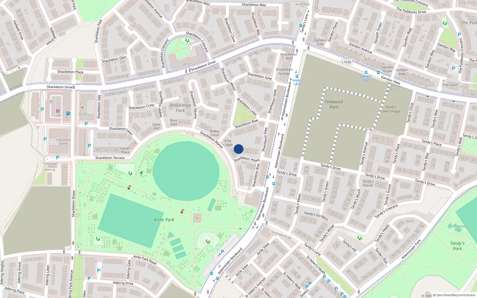 Overhead map showing the location of 13 Shakleton Way, 13 Shackleton Heath, Finnstown