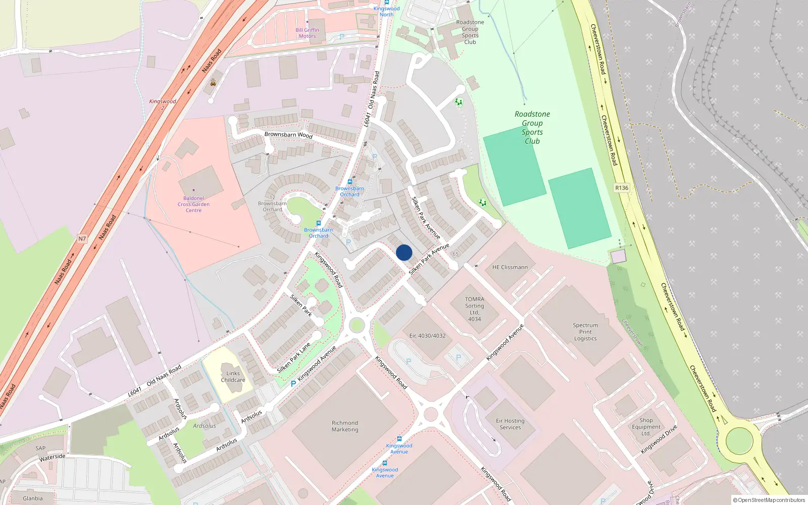 Overhead map showing the location of 13 Silken Park Avenue, Dublin 22