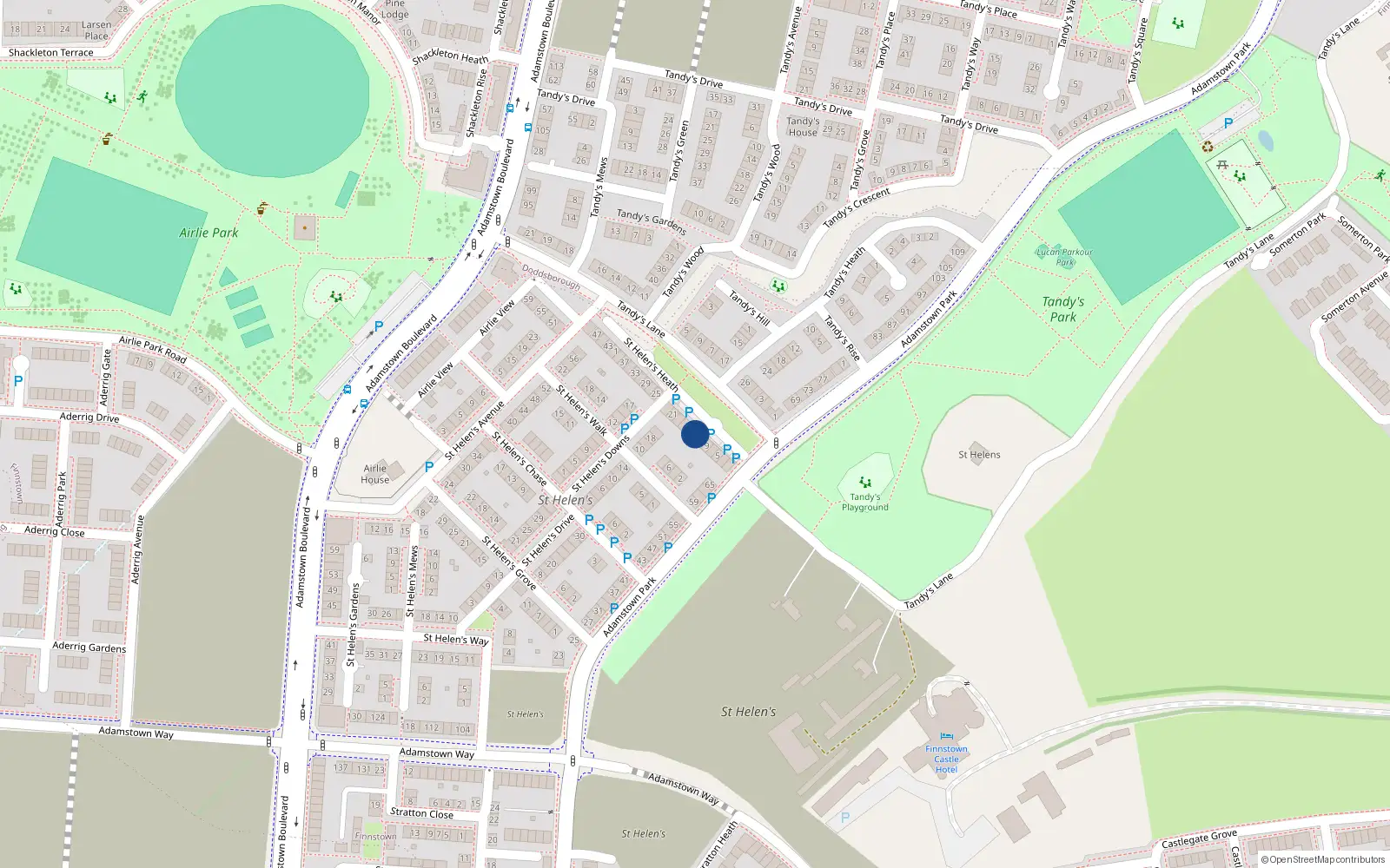 Overhead map showing the location of 13 Saint Helen's Heath, Lucan