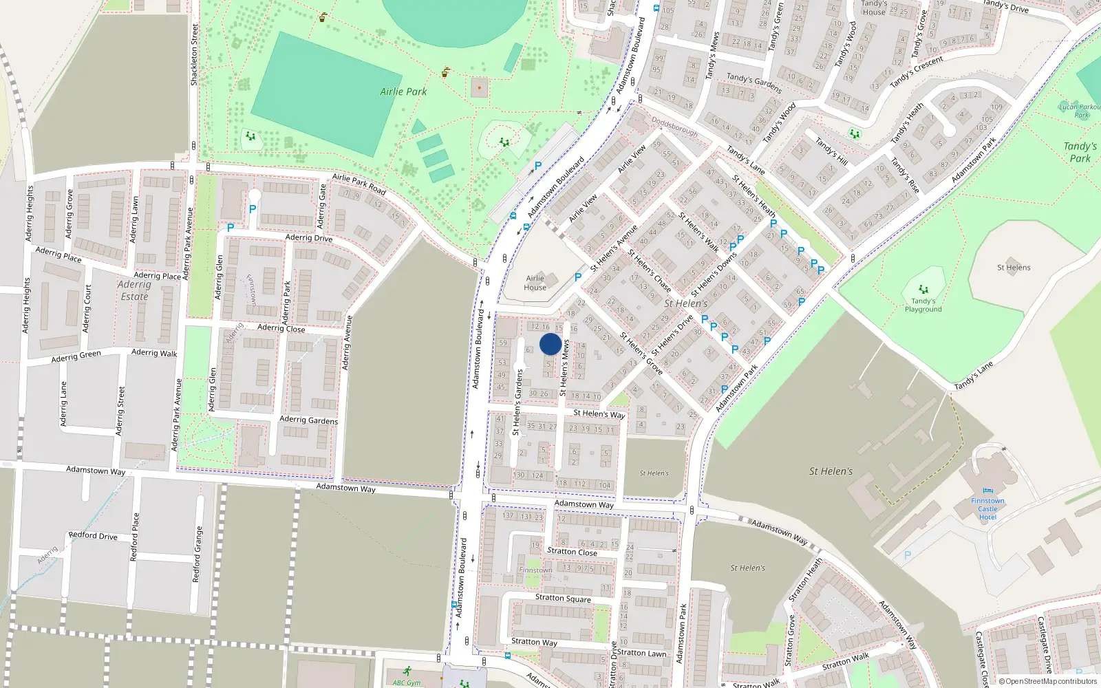 Overhead map showing the location of 13 Saint Helens Mews, Lucan