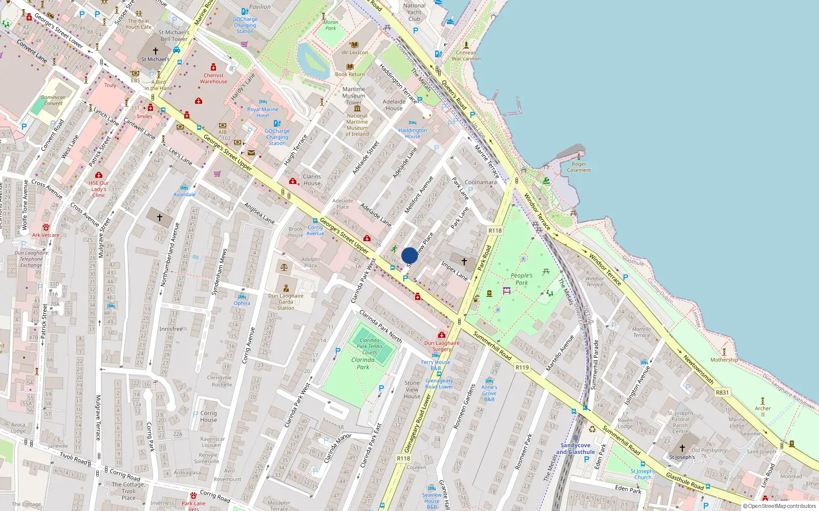 Overhead map showing the location of 13 Stoneview Place, Dublin