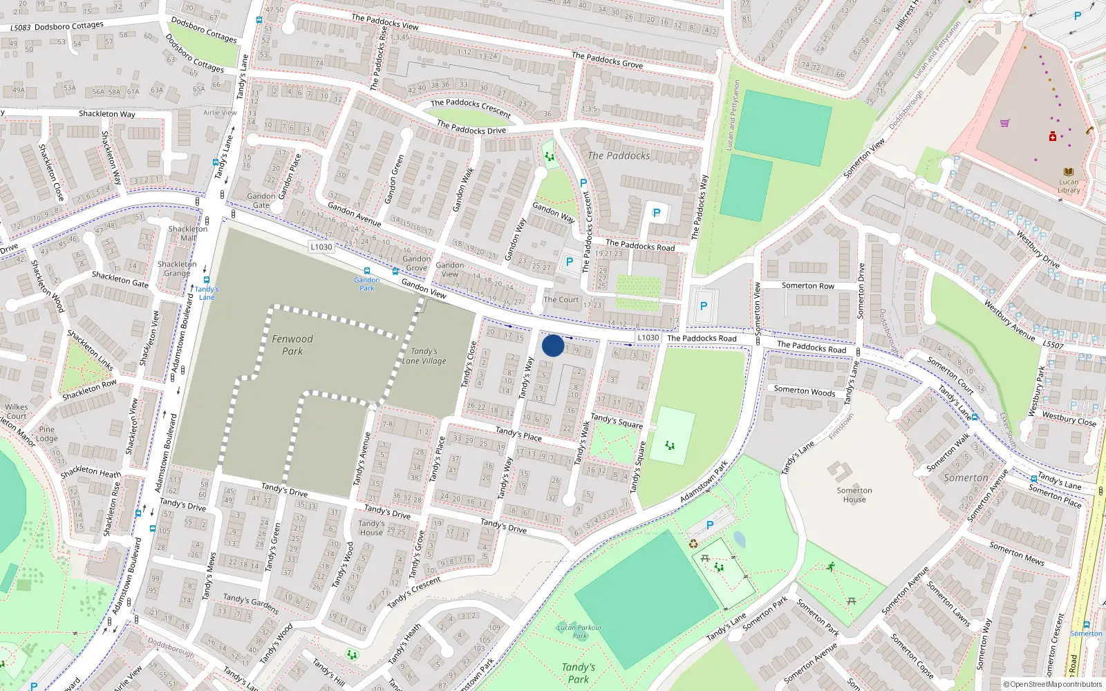 Overhead map showing the location of 13 Tandy's Gate, Lucan