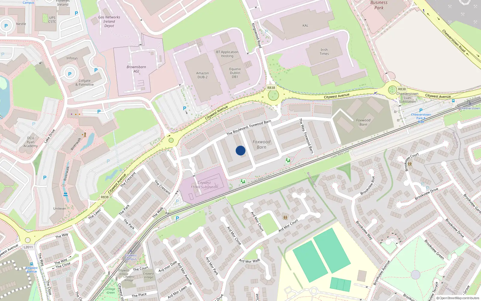 Overhead map showing the location of 13 The Drive, Brownsbarn