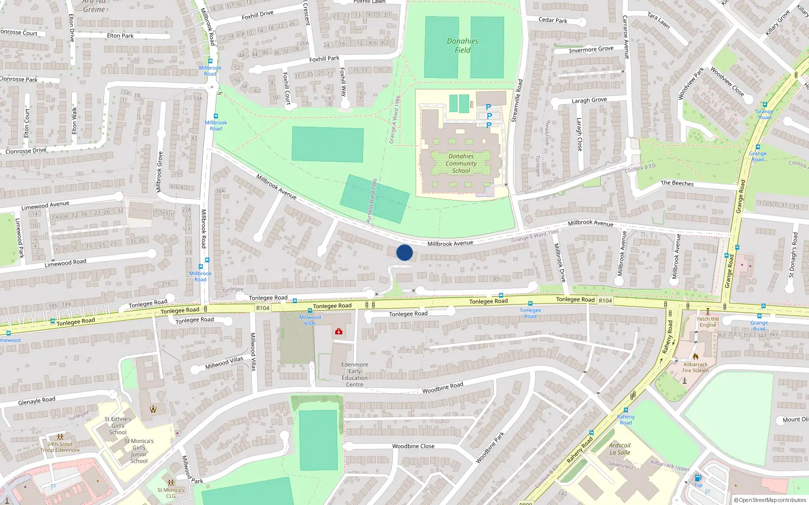Overhead map showing the location of 13 The Gables, Dublin 5