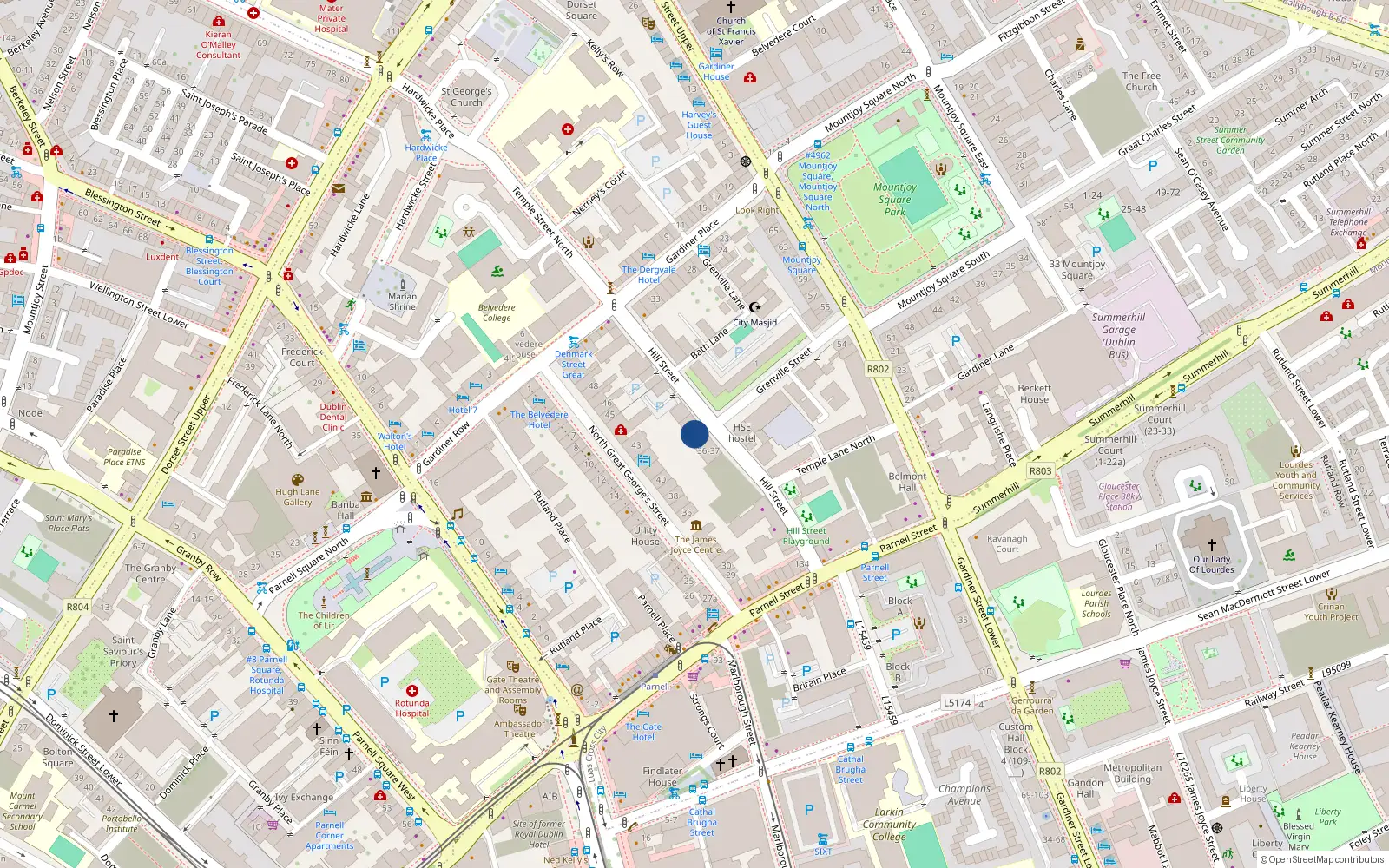 Overhead map showing the location of 13 the Mews, Mount Eccles Street, Dublin1