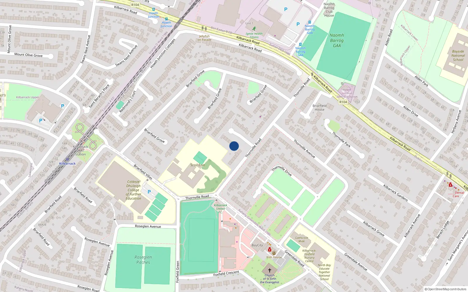 Overhead map showing the location of 13 Thornville Road, Dublin 5