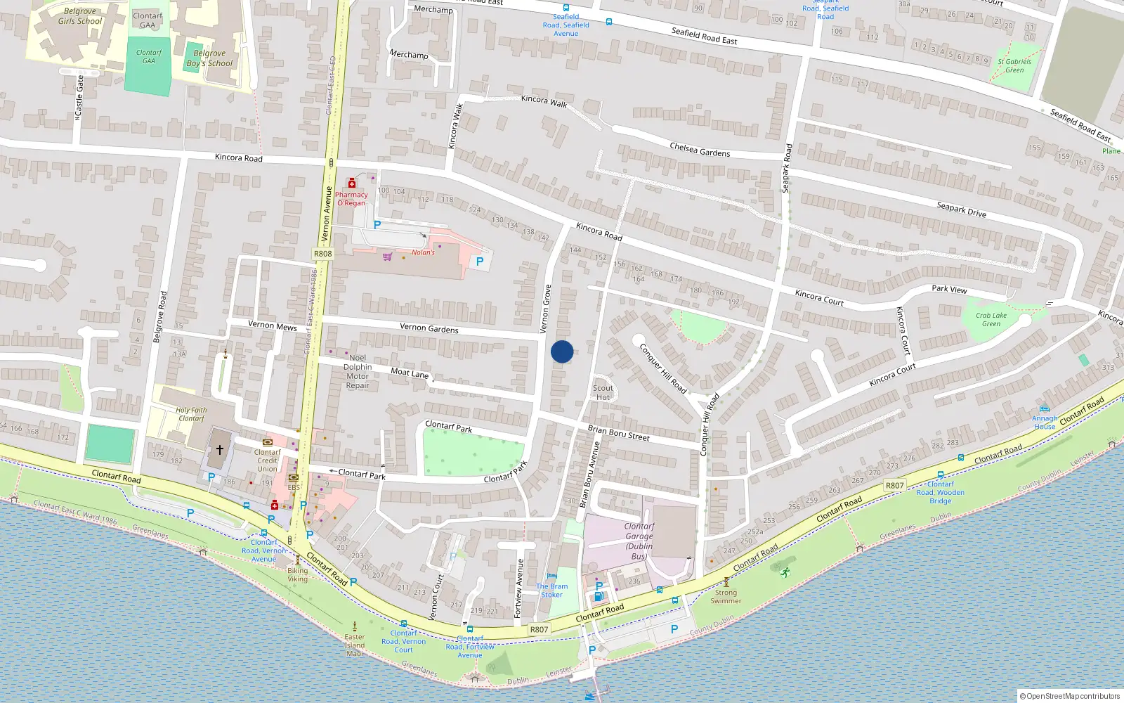 Overhead map showing the location of 13 Vernon Grove, Dublin 3