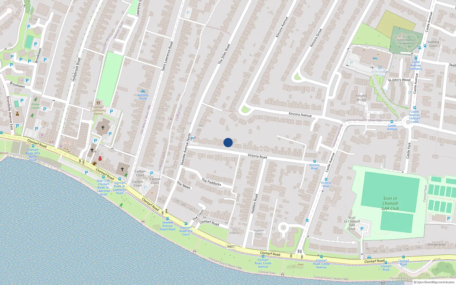 Overhead map showing the location of 13 Victoria Road, Dublin 3