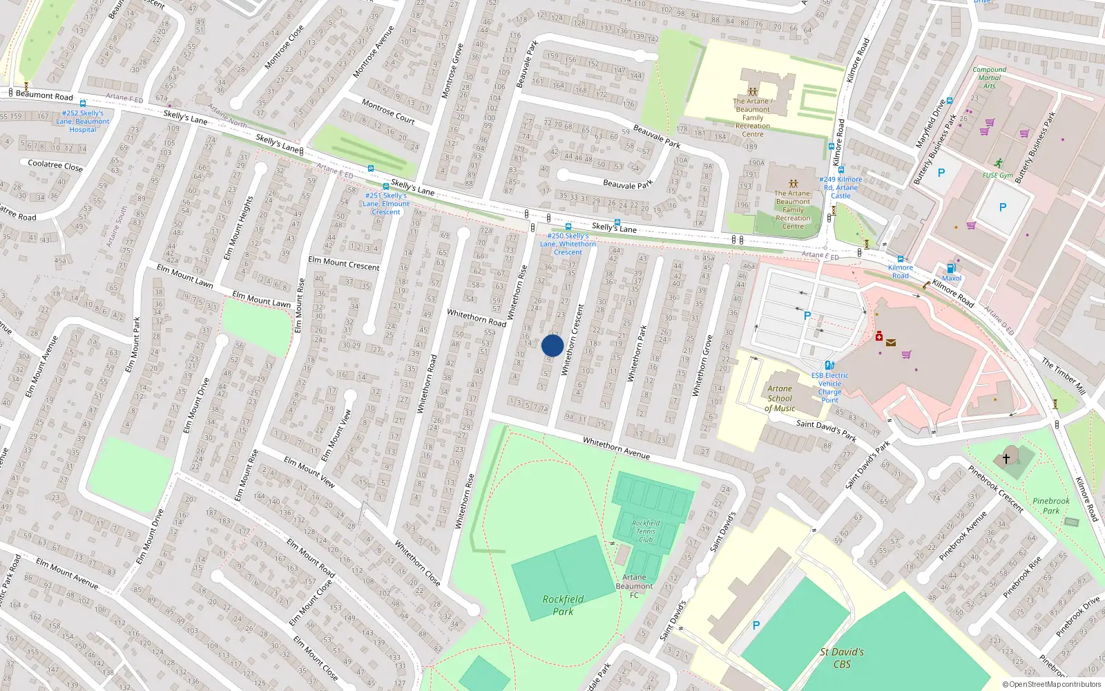 Overhead map showing the location of 13 Whitethorn Crescent, Dublin 5