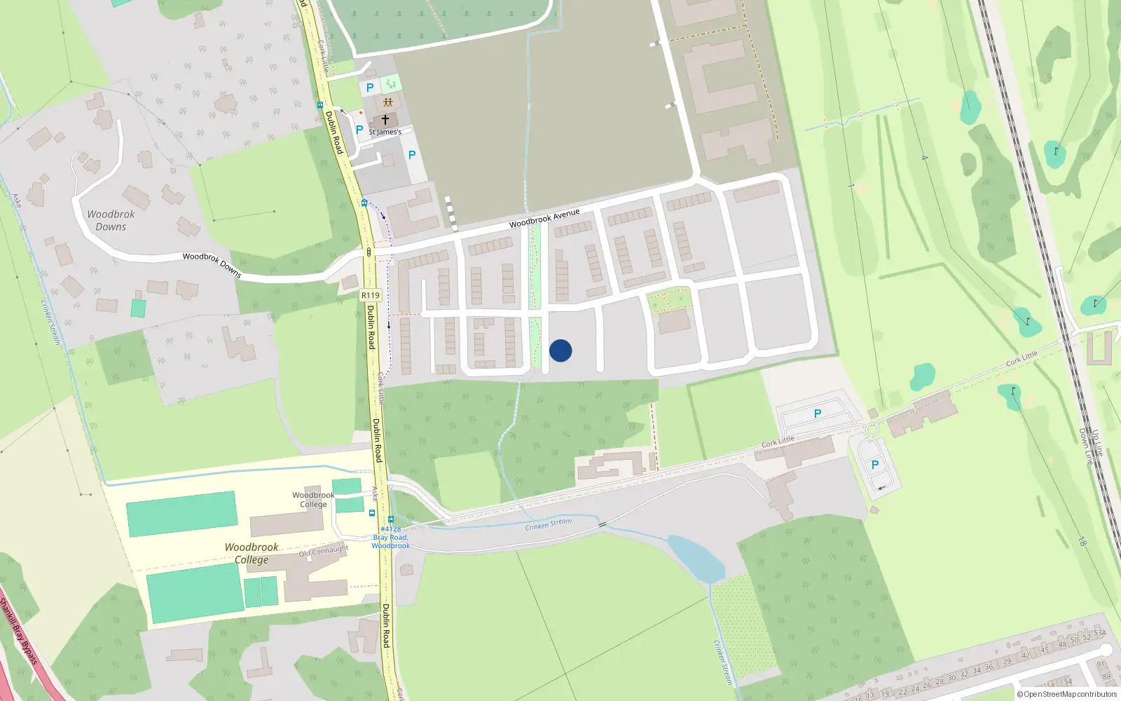 Overhead map showing the location of 13 Woodbrook Copse, Shankill