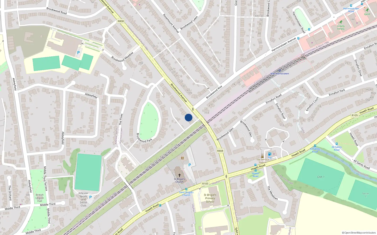 Overhead map showing the location of 130 Brookwood Avenue, Dublin 5