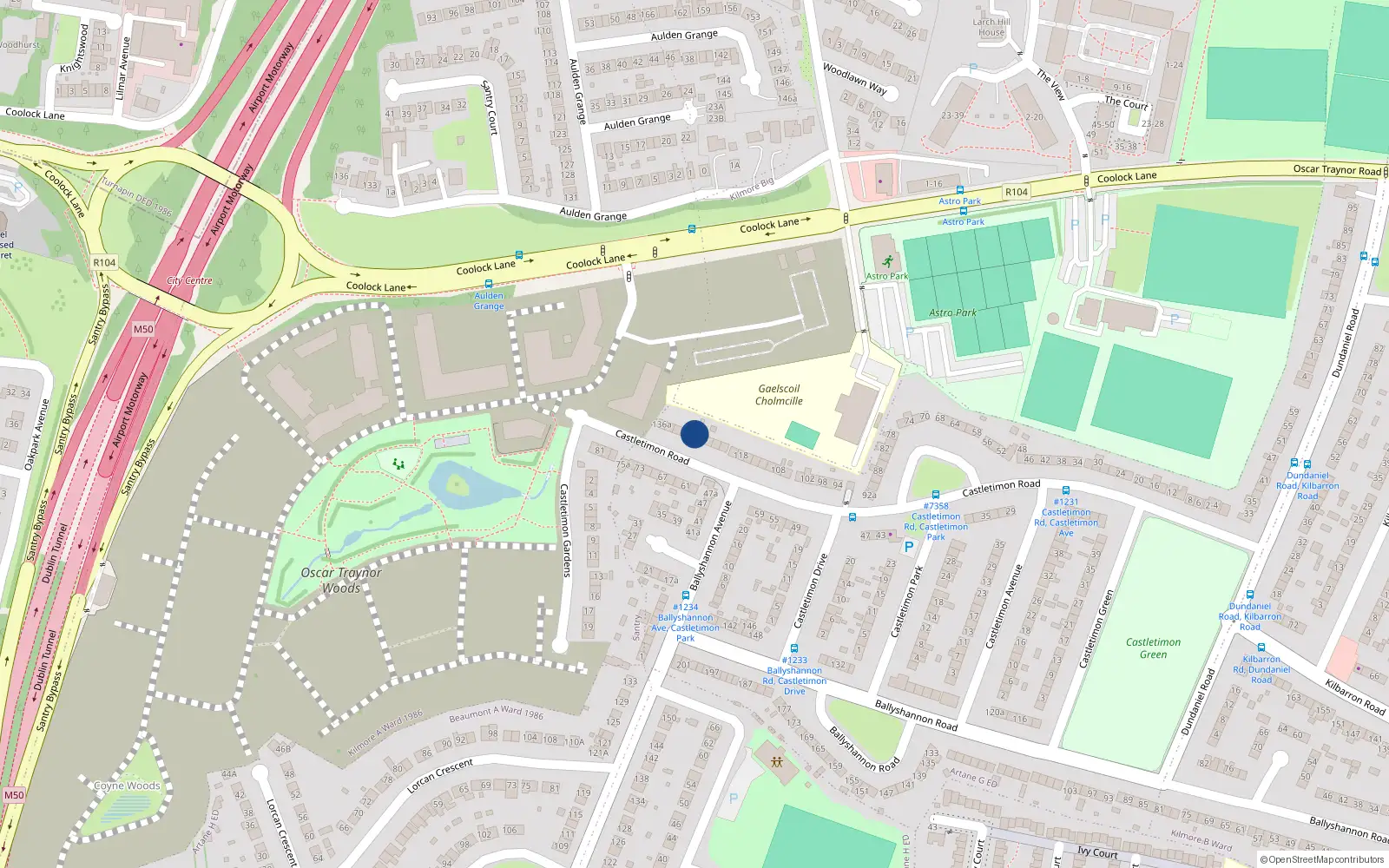 Overhead map showing the location of 130 Castletimon Road, Dublin 5