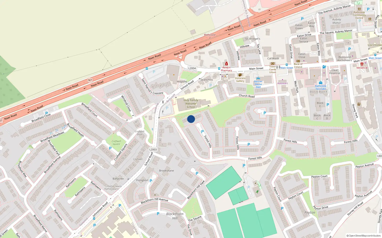 Overhead map showing the location of 130 School Walk, Forest Hills, Rathcoole