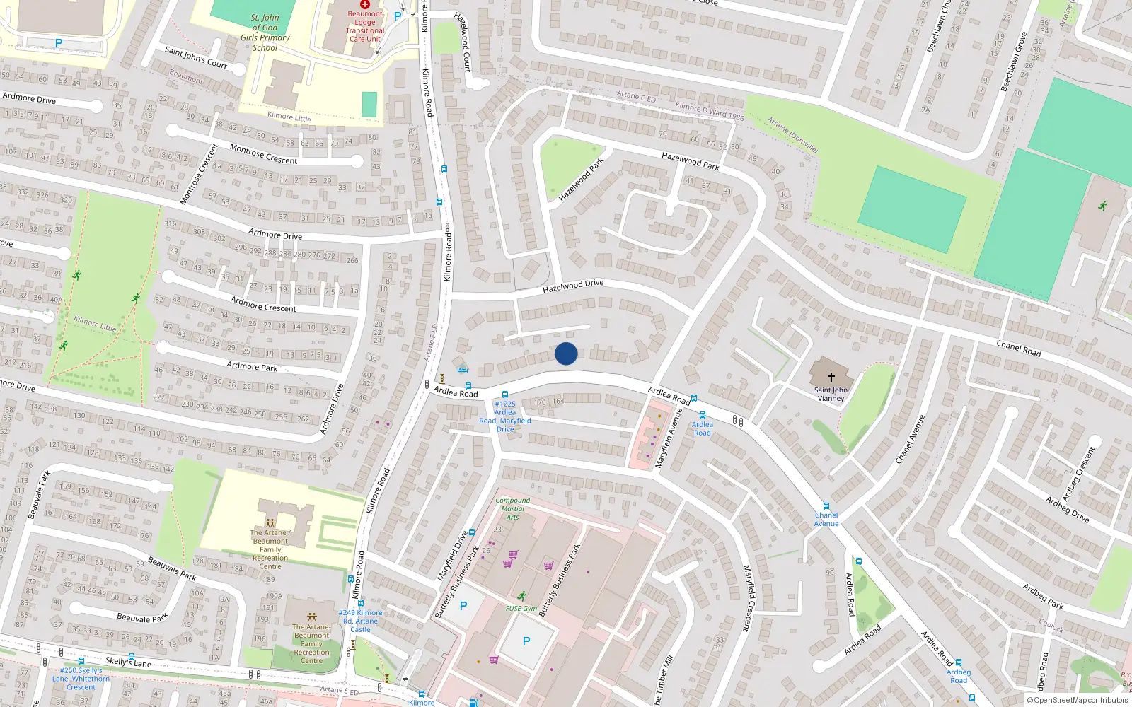 Overhead map showing the location of 131 Ardlea Road, Artane, Dublin 5