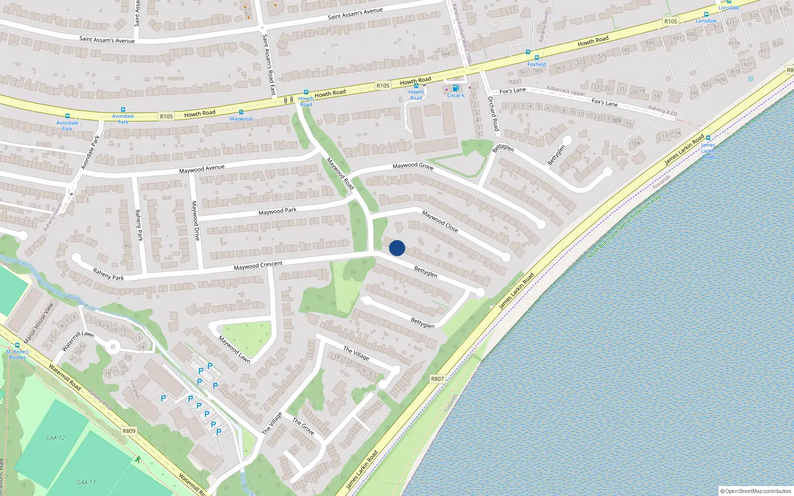 Overhead map showing the location of 131 Bettyglen Est, Raheny, Dublin 5