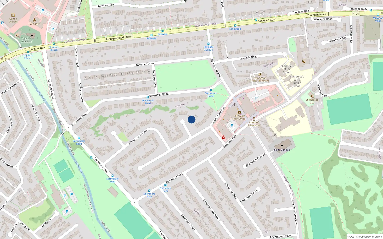 Overhead map showing the location of 131 Edenmore Avenue, Dublin 5