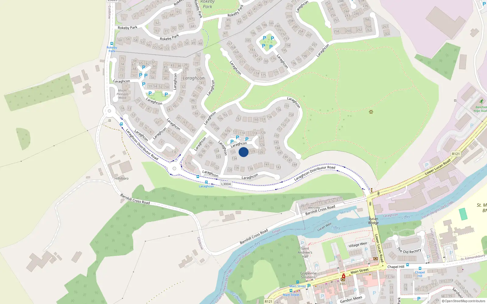 Overhead map showing the location of 131 Laraghcon, Lucan