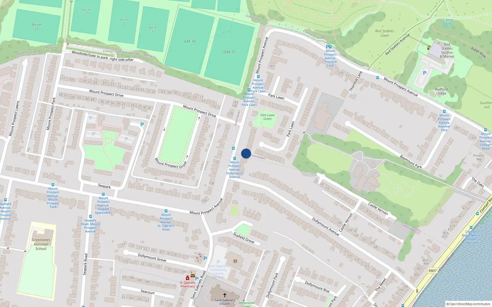 Overhead map showing the location of 131 Mount Prospect Avenue, Clontarf, Dublin 3