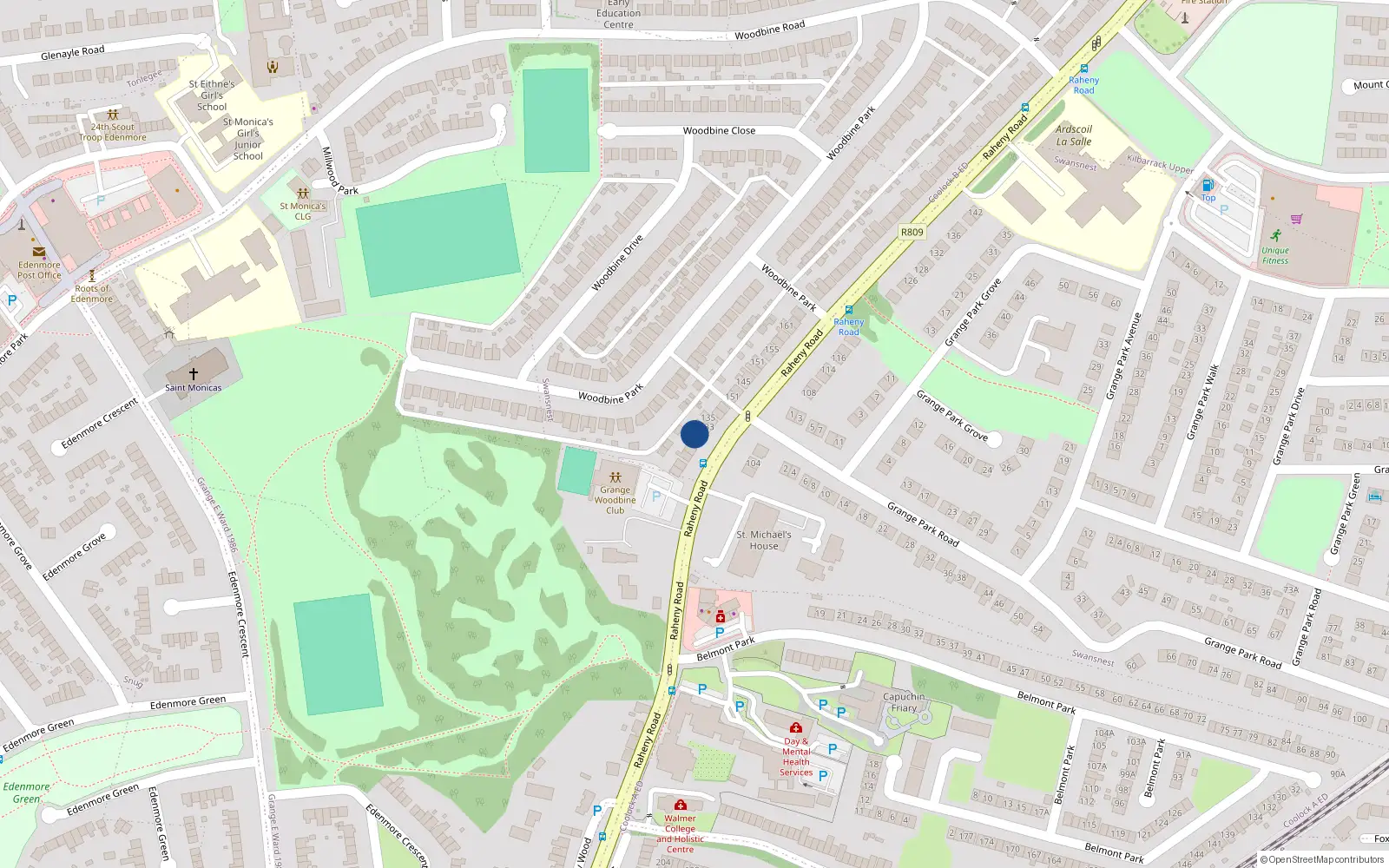 Overhead map showing the location of 131 Raheny Road, Rahney, Dublin 5