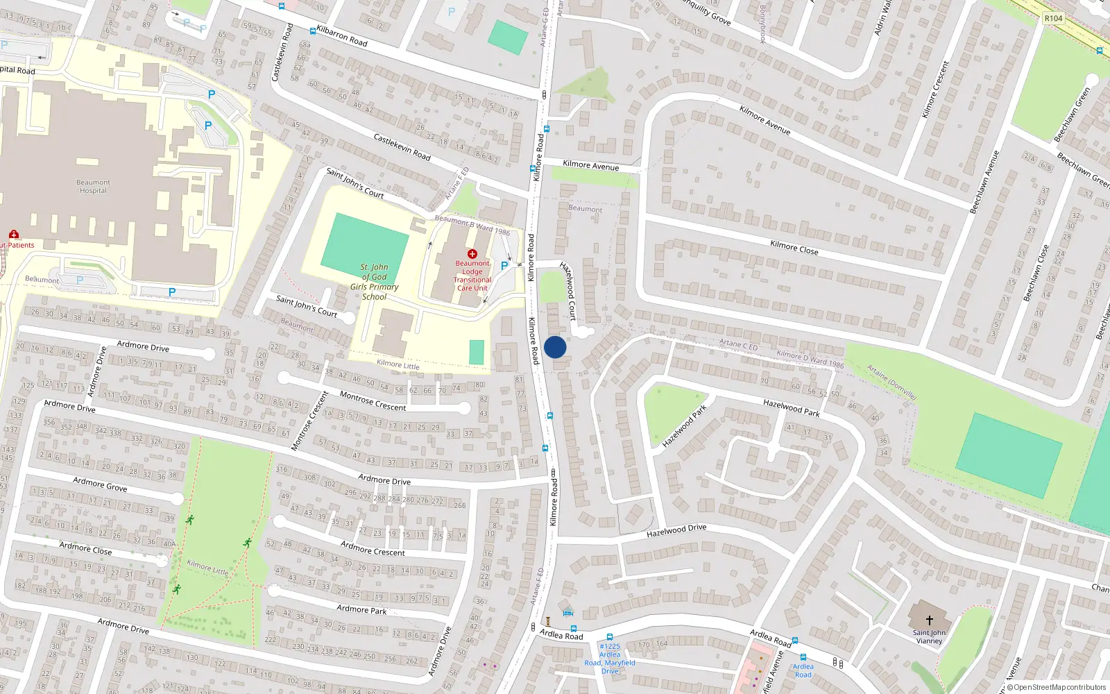 Overhead map showing the location of 132 Kilmore Road, Dublin 5